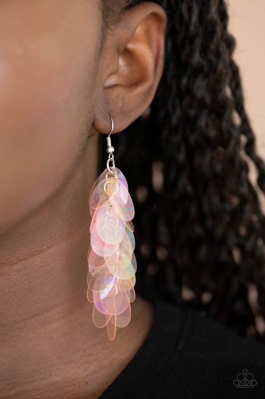 Stellar In Sequins - Pink Iridescent Sequin Earrings - Paparazzi Accessories - GlaMarous Titi Jewels