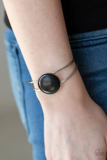 Sandstone Serenity - Black Stone Cuff Bracelet - Paparazzi Accessories - GlaMarous Titi Jewels