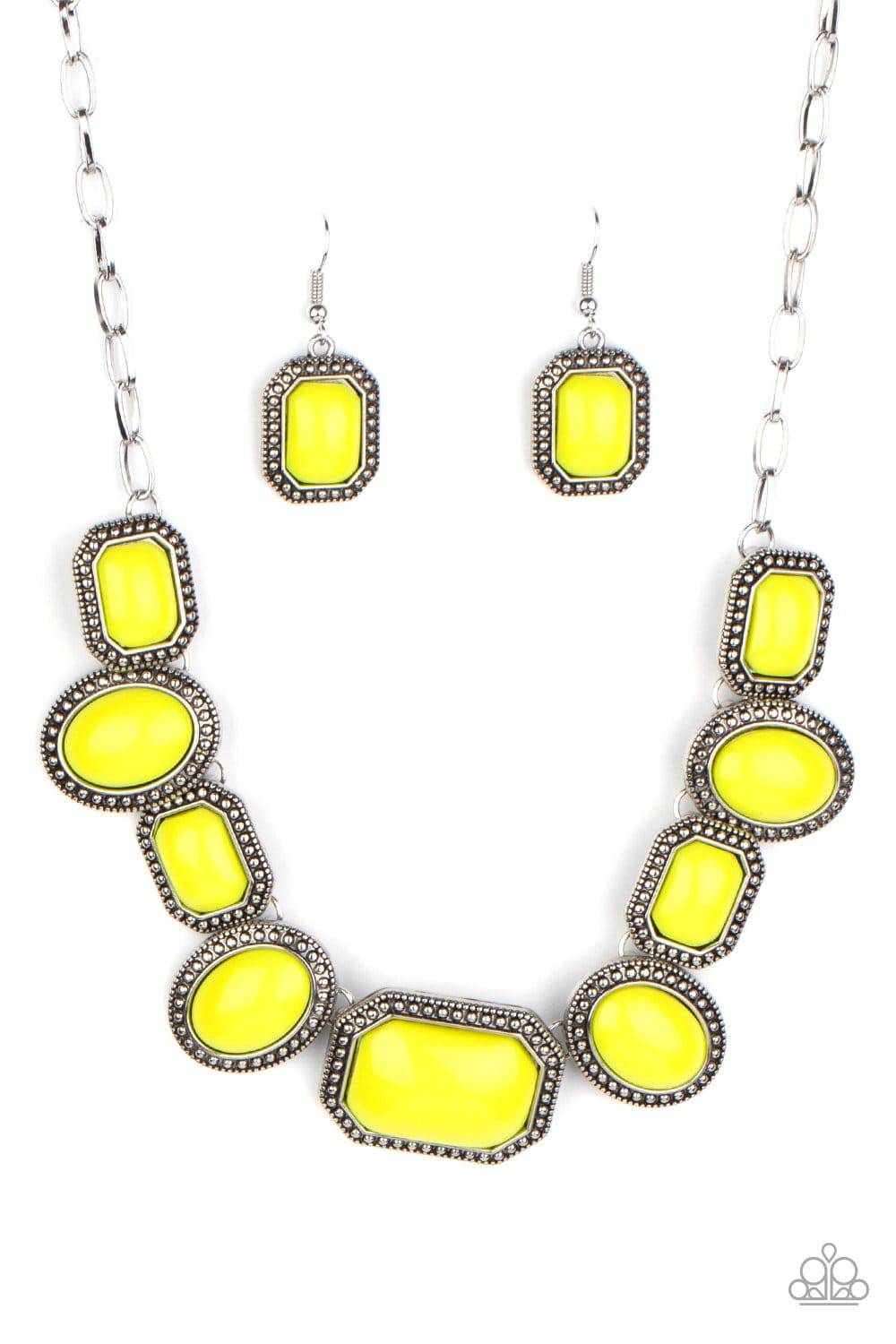 Lets Get Loud - Neon Yellow Beaded Necklace - Paparazzi Accessories - GlaMarous Titi Jewels