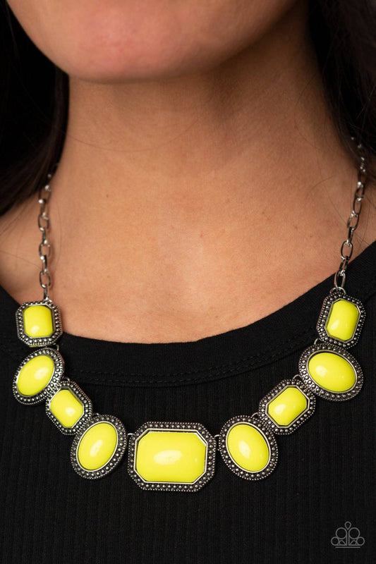 Lets Get Loud - Neon Yellow Beaded Necklace - Paparazzi Accessories - GlaMarous Titi Jewels