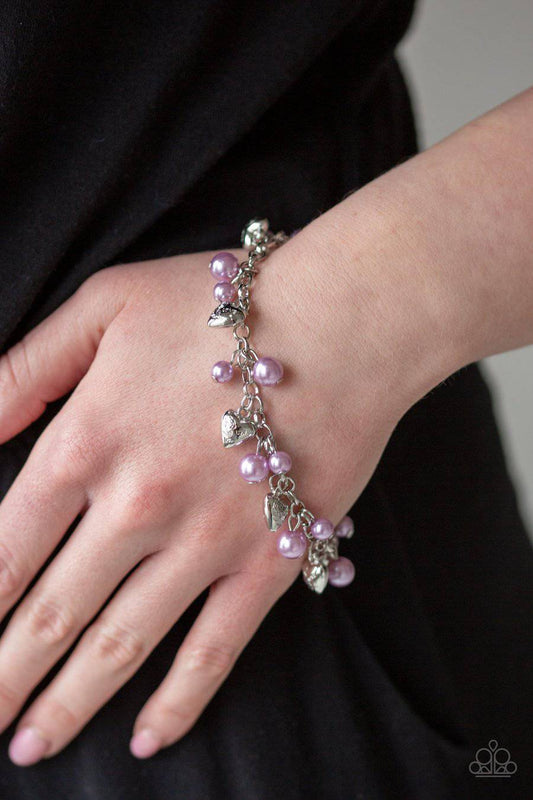 One Of A Kind-HEARTED - Purple & Silver Bracelet - Paparazzi Accessories - GlaMarous Titi Jewels