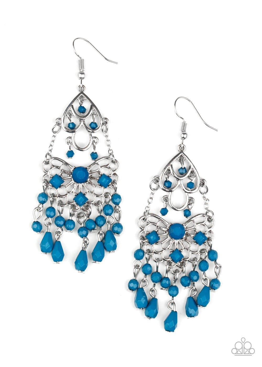 Glass Slipper Glamour - Mosaic Blue Bead Earrings - Paparazzi Accessories - GlaMarous Titi Jewels