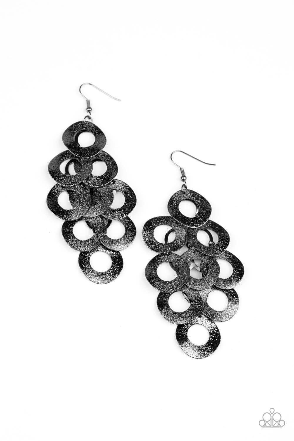 Scattered Shimmer - Black Gunmetal Earrings - Paparazzi Accessories - GlaMarous Titi Jewels