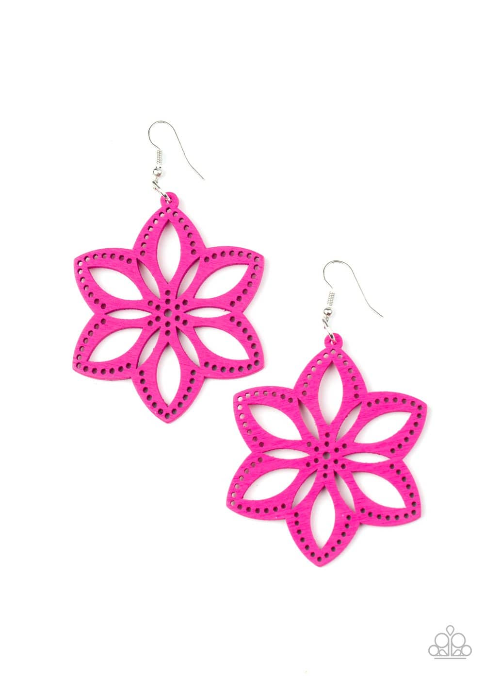 Bahama Blossoms - Pink Peacock Wooden Earrings - Paparazzi Accessories - GlaMarous Titi Jewels