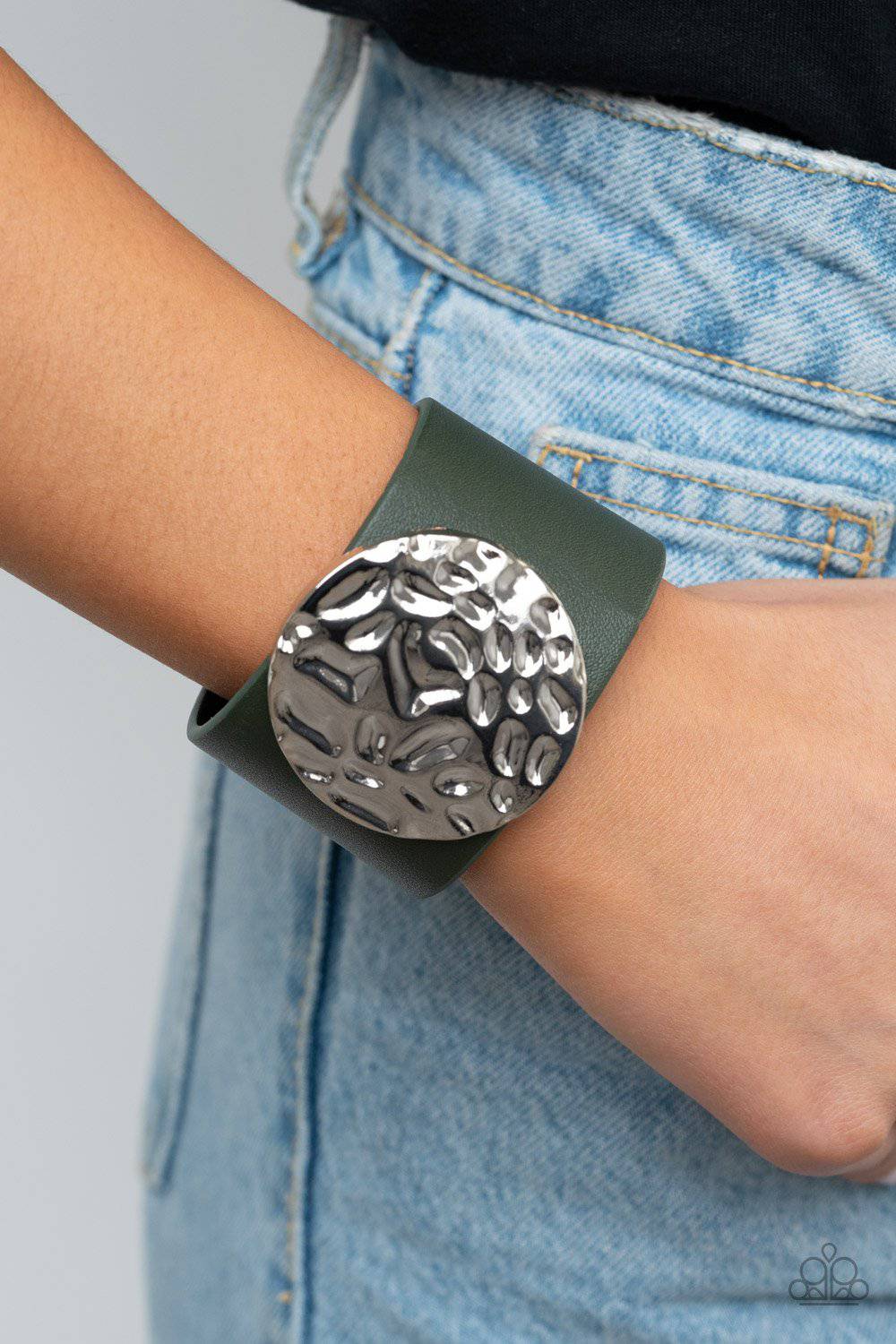 The Future Looks Bright - Green Leather Band Bracelet - Paparazzi Accessories - GlaMarous Titi Jewels