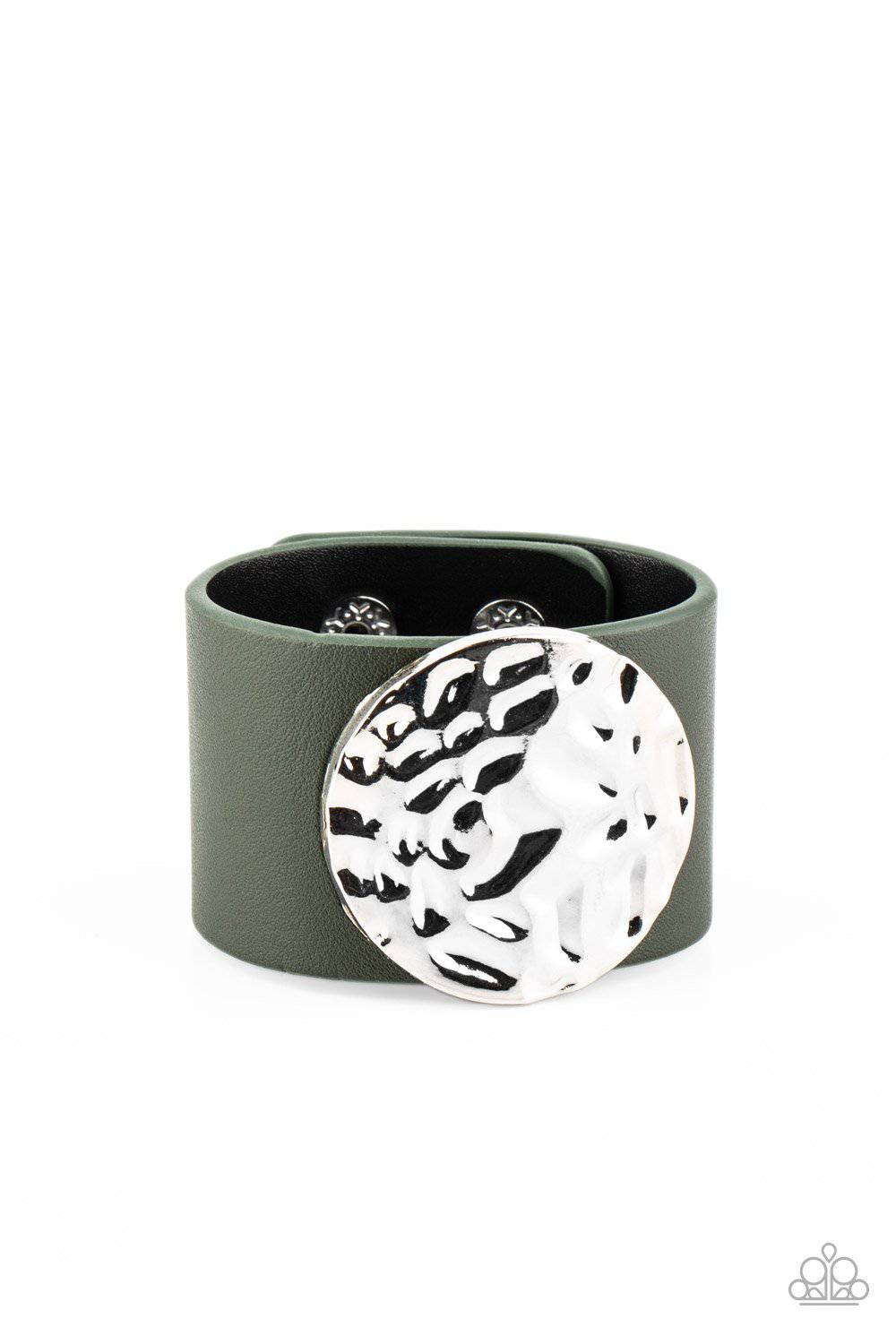 The Future Looks Bright - Green Leather Band Bracelet - Paparazzi Accessories - GlaMarous Titi Jewels