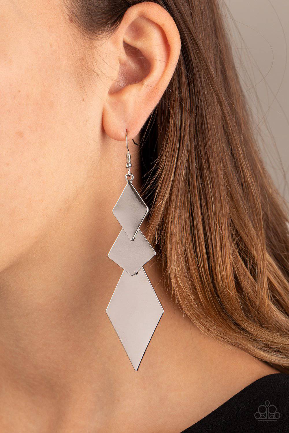 Danger Ahead - Silver Kite-Shaped Earrings - Paparazzi Accessories - GlaMarous Titi Jewels