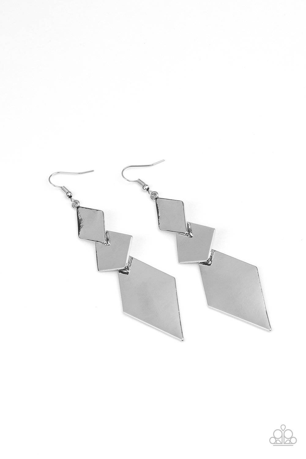 Danger Ahead - Silver Kite-Shaped Earrings - Paparazzi Accessories - GlaMarous Titi Jewels