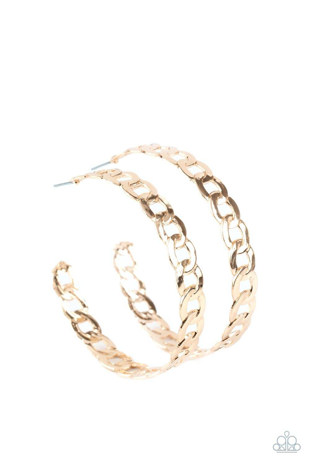 Climate CHAINge - Gold Hoop Earrings - Paparazzi Accessories - GlaMarous Titi Jewels