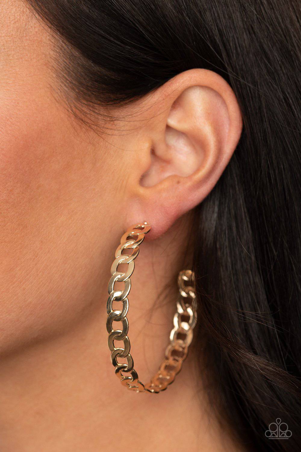 Climate CHAINge - Gold Hoop Earrings - Paparazzi Accessories - GlaMarous Titi Jewels