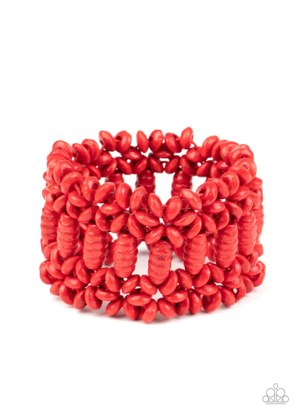 Fiji Flavor - Red Wooden Stretchy Bracelet - Paparazzi Accessories - GlaMarous Titi Jewels