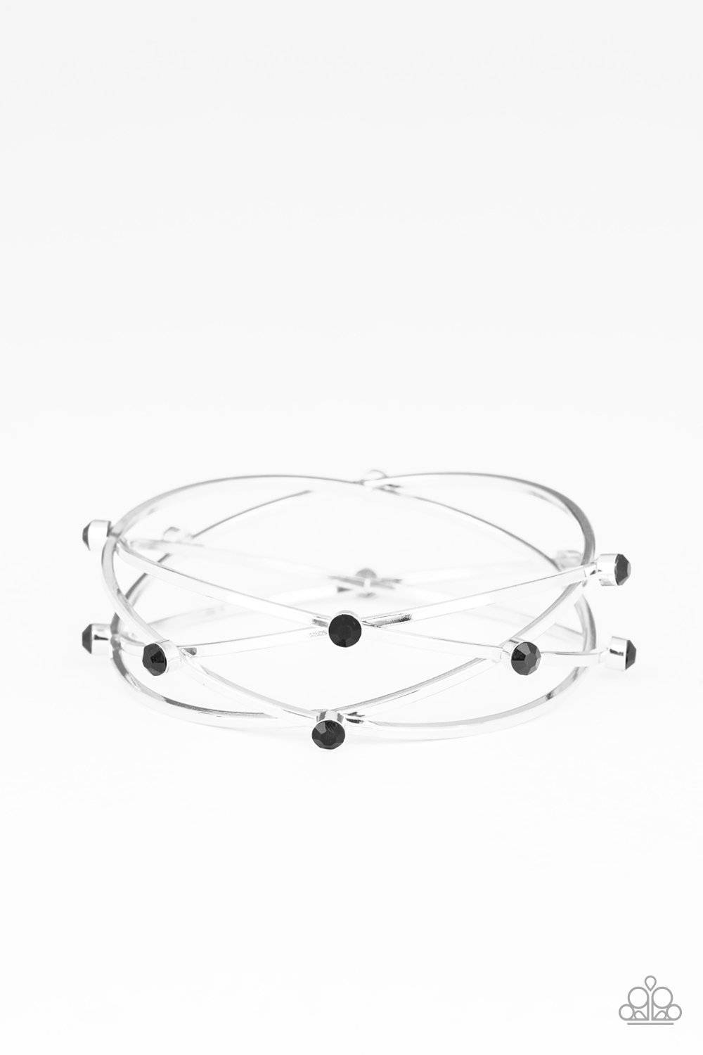 Cosmic Sparkle - Black Rhinestone Bangle Bracelet - Paparazzi Accessories - GlaMarous Titi Jewels