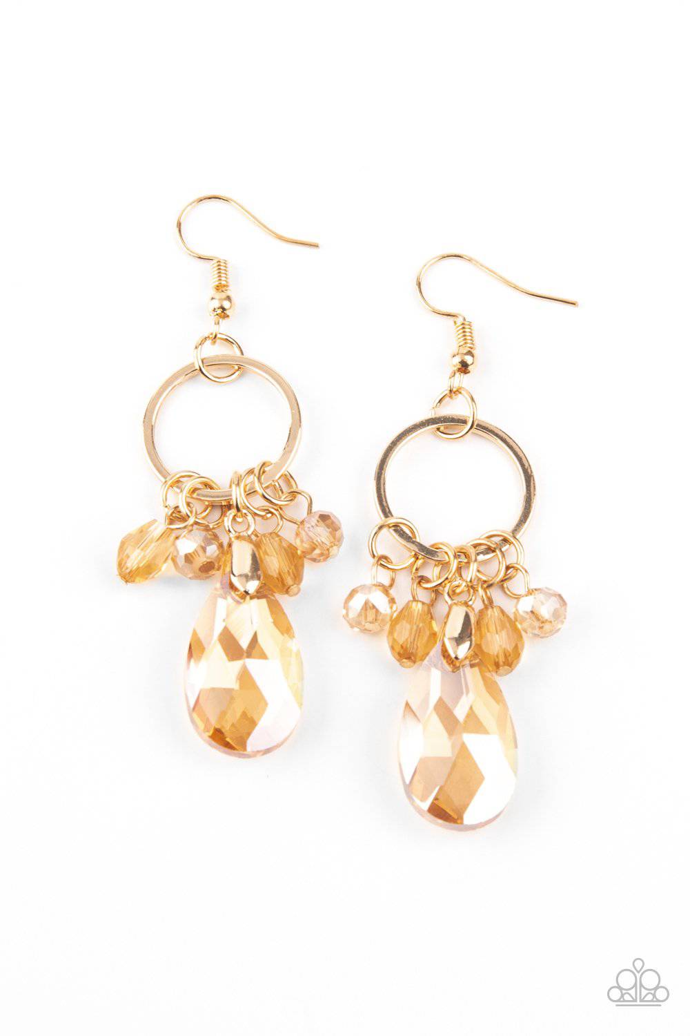 Unapologetic Glow - Gold Crystal-Like Teardrop - Paparazzi Accessories - GlaMarous Titi Jewels