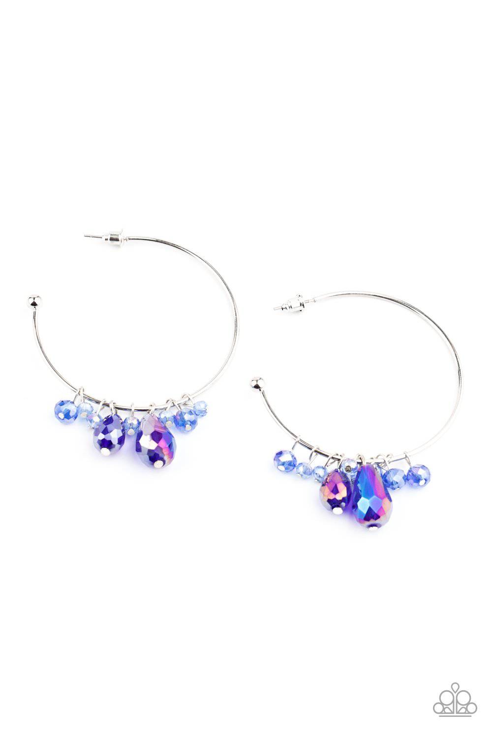 Dazzling Downpour - Blue Iridescent Shimmer Earrings - Paparazzi Accessories - GlaMarous Titi Jewels