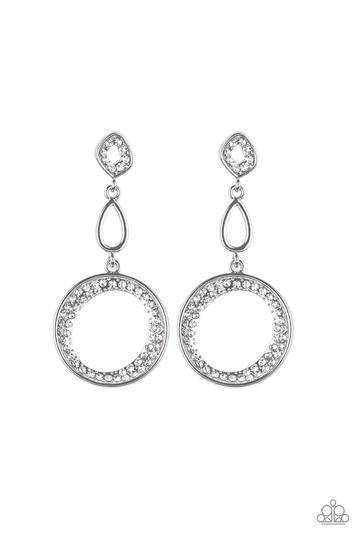 On The Glamour Scene - White Rhinestone Earrings - Paparazzi Accessories - GlaMarous Titi Jewels