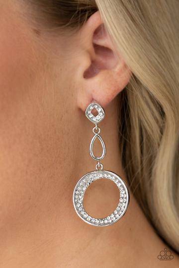 On The Glamour Scene - White Rhinestone Earrings - Paparazzi Accessories - GlaMarous Titi Jewels