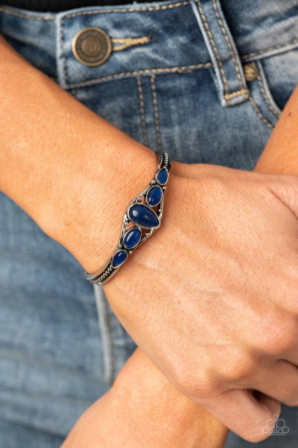 Dream Beam - Glassy Blue Stone Cuff Bracelet - Paparazzi Accessories - GlaMarous Titi Jewels