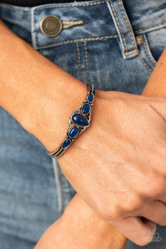 Dream Beam - Glassy Blue Stone Cuff Bracelet - Paparazzi Accessories - GlaMarous Titi Jewels