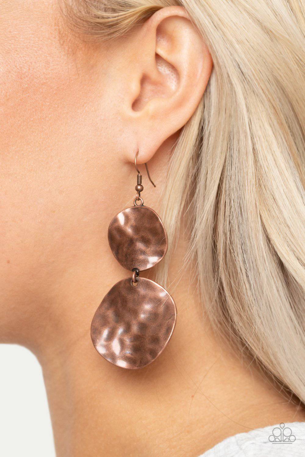 HARDWARE-Headed - Copper Discs Earrings - Paparazzi Accessories - GlaMarous Titi Jewels