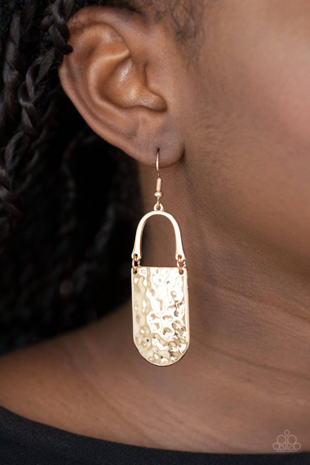 Resort Relic - Gold Hammered Earrings - Paparazzi Accessories - GlaMarous Titi Jewels