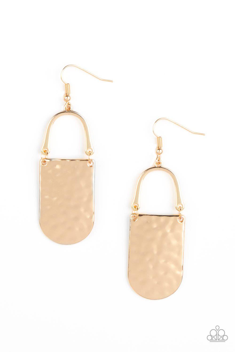 Resort Relic - Gold Hammered Earrings - Paparazzi Accessories - GlaMarous Titi Jewels