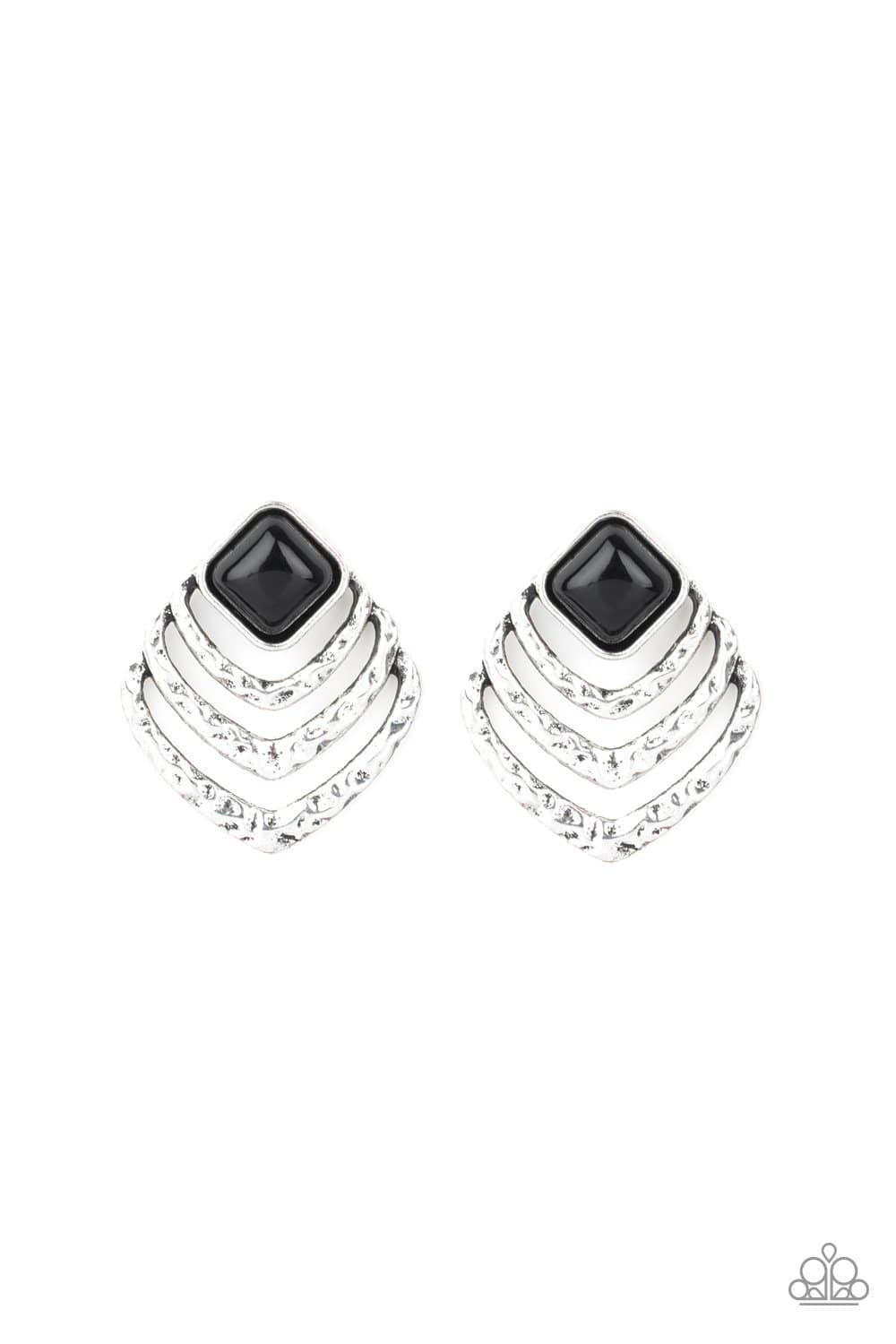 Rebel Ripple - Black Beaded Post Earrings - Paparazzi Accessories - GlaMarous Titi Jewels