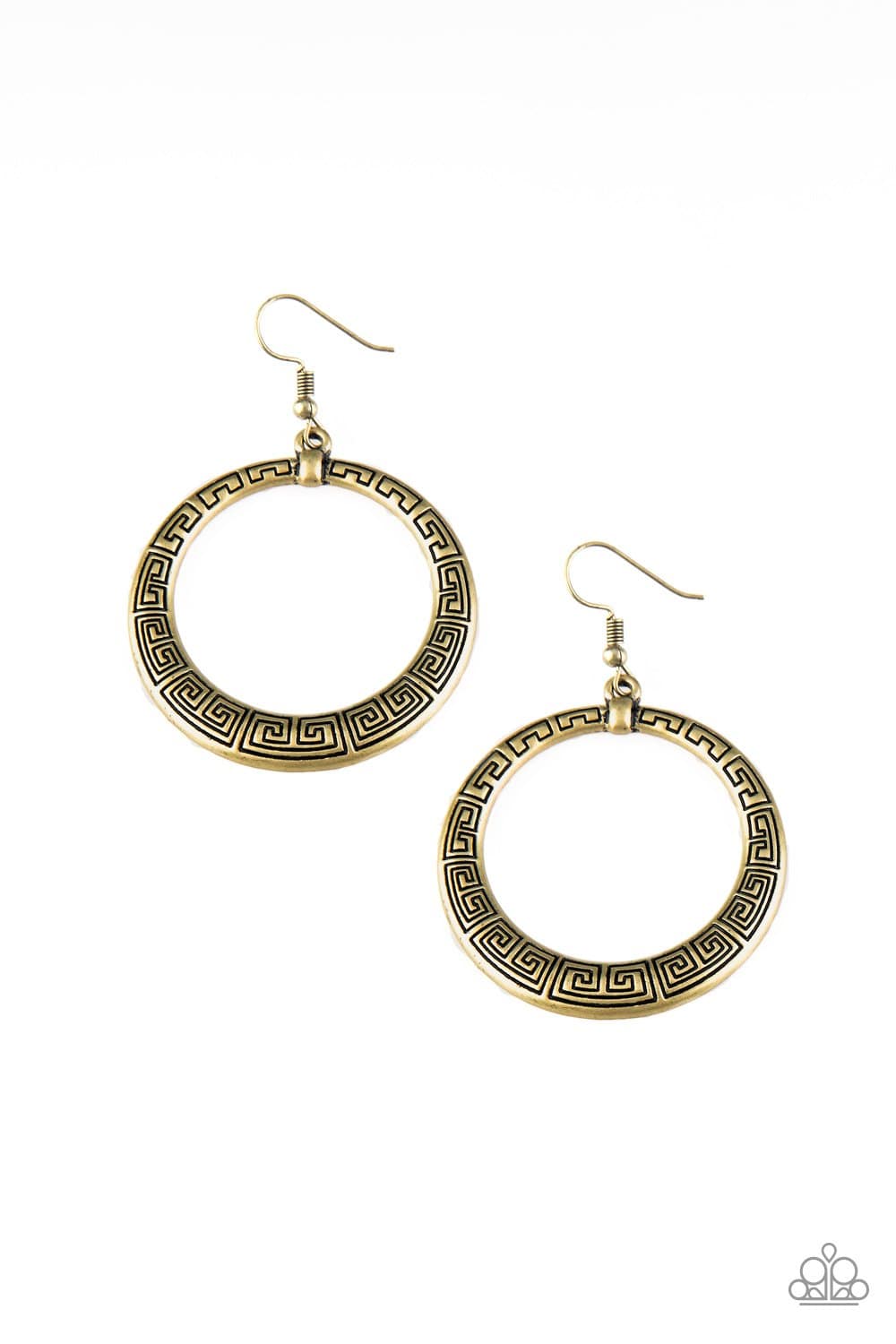 Mayan Mantra - Brass Hoop Earrings - Paparazzi Accessories - GlaMarous Titi Jewels