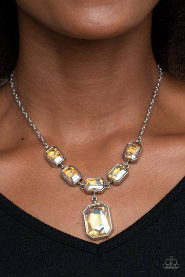 Million Dollar Moment - Yellow Iridescent Necklace - Paparazzi Accessories - GlaMarous Titi Jewels