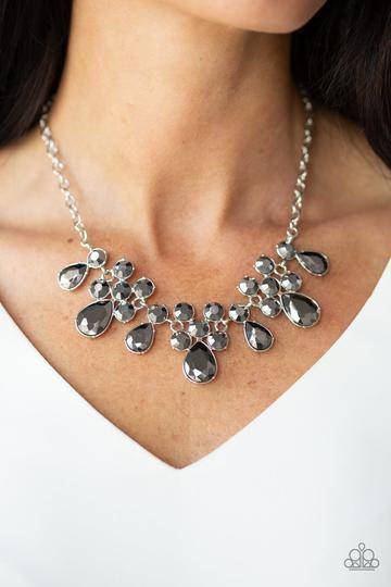 Debutante Drama - Silver Hematite Rhinestone Necklace - Paparazzi Accessories - GlaMarous Titi Jewels