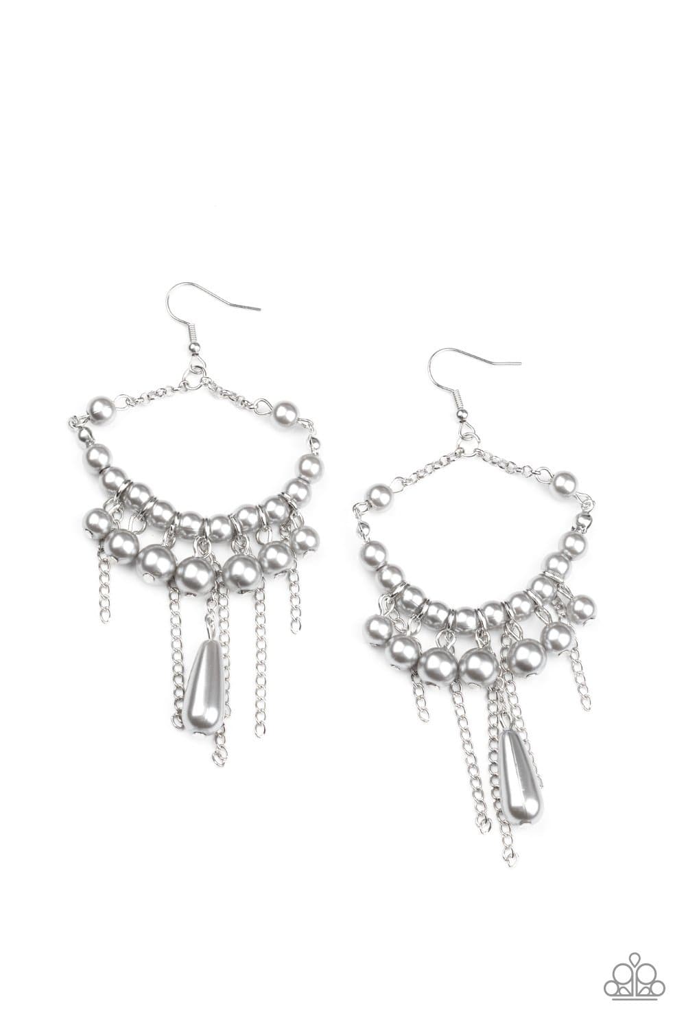 Party Planner Posh - Silver Pearly Bead Earrings - Paparazzi Accessories - GlaMarous Titi Jewels