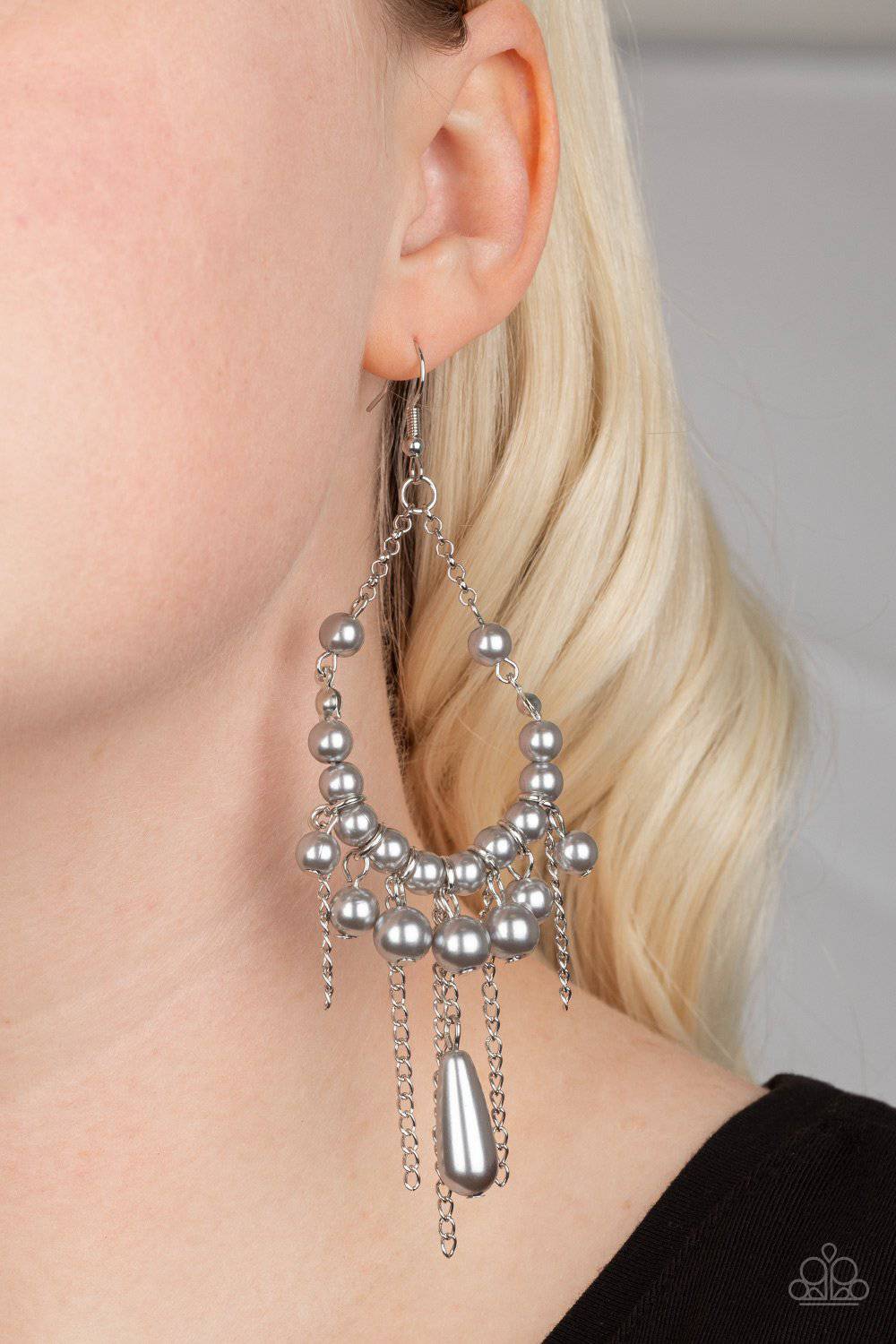 Party Planner Posh - Silver Pearly Bead Earrings - Paparazzi Accessories - GlaMarous Titi Jewels