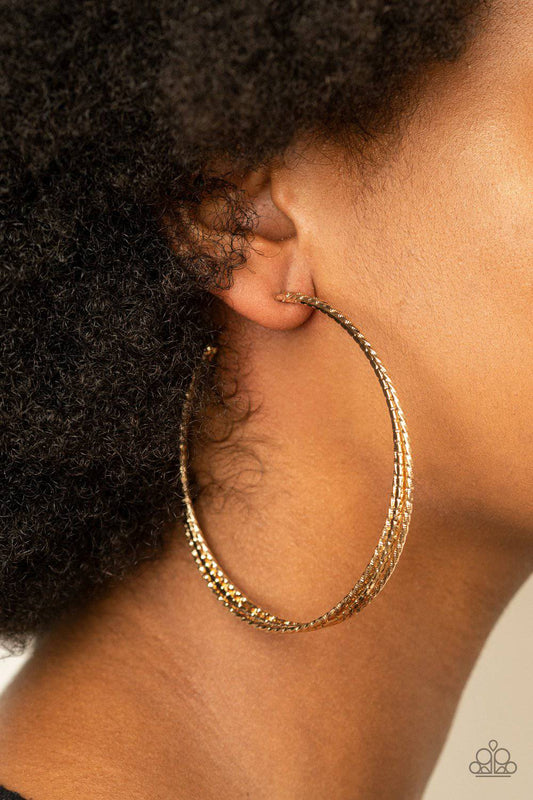 Watch and Learn - Gold Diamond-Cut Texture Earrings - Paparazzi Accessories - GlaMarous Titi Jewels