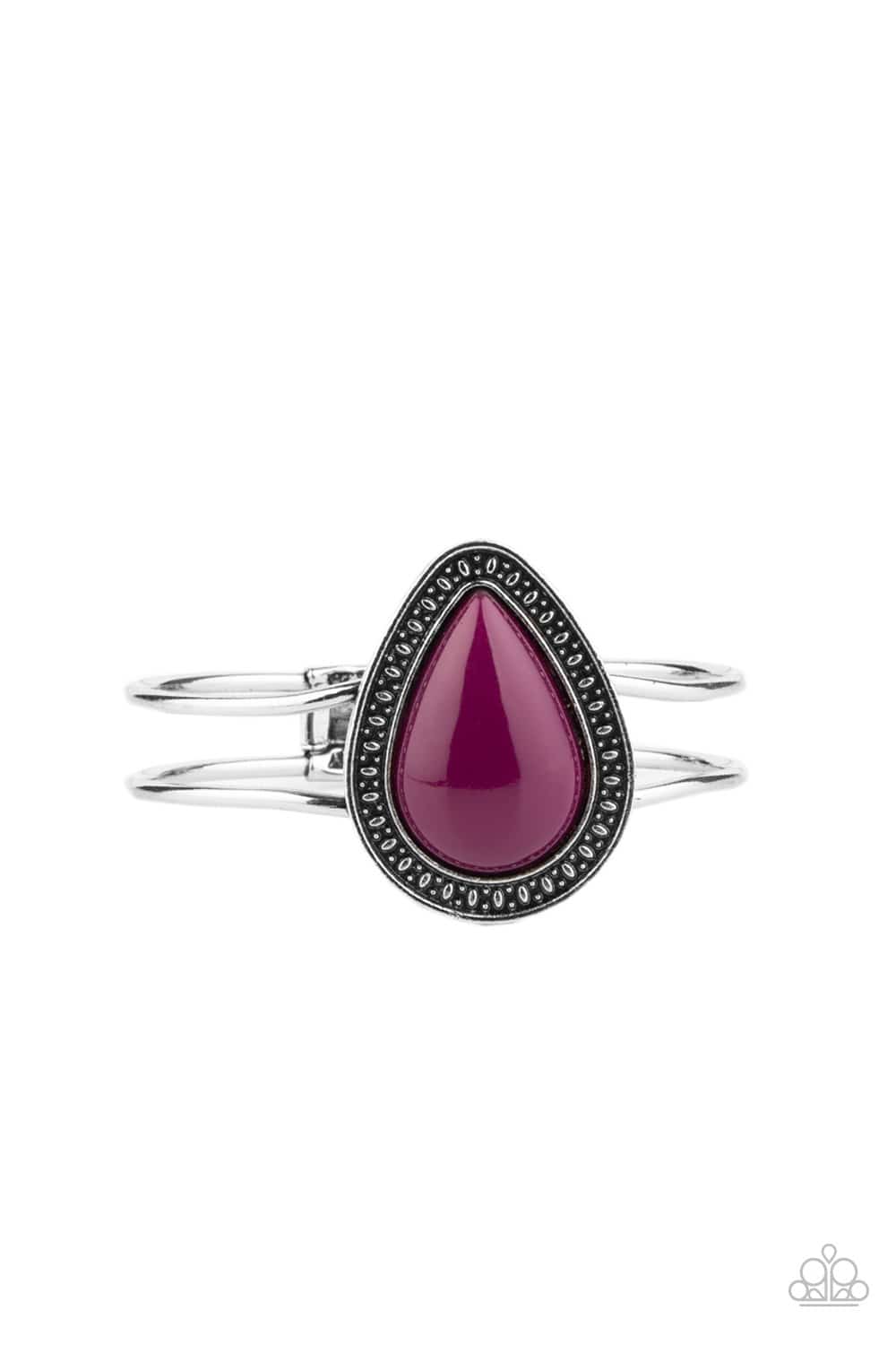 Over The Top Pop - Magenta Purple Teardrop Cuff Bracelet - Paparazzi Accessories - GlaMarous Titi Jewels