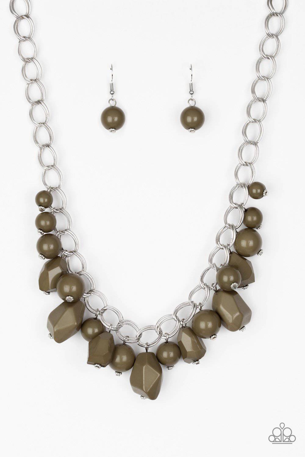 Gorgeously Globetrotter - Olive Green Beads Necklace - Paparazzi Accessories - GlaMarous Titi Jewels