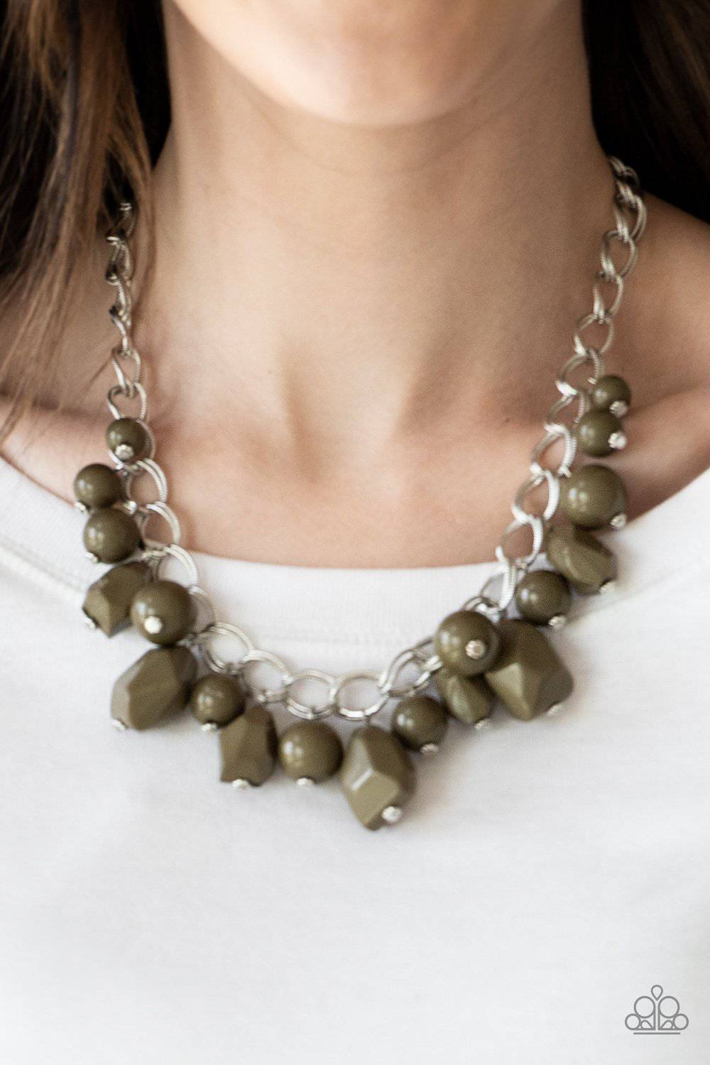 Gorgeously Globetrotter - Olive Green Beads Necklace - Paparazzi Accessories - GlaMarous Titi Jewels