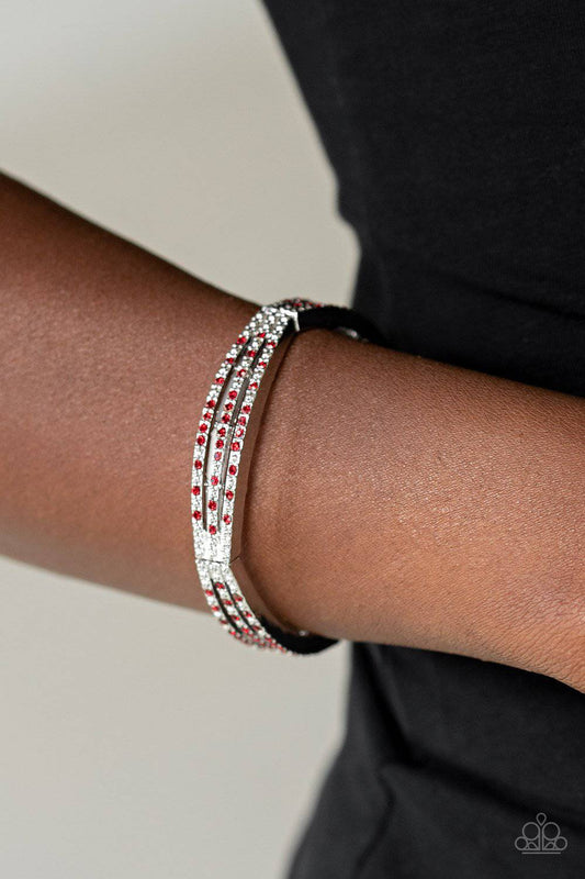 Suburban Scene - Red Rhinestone Stretchy Bracelet - Paparazzi Accessories - GlaMarous Titi Jewels