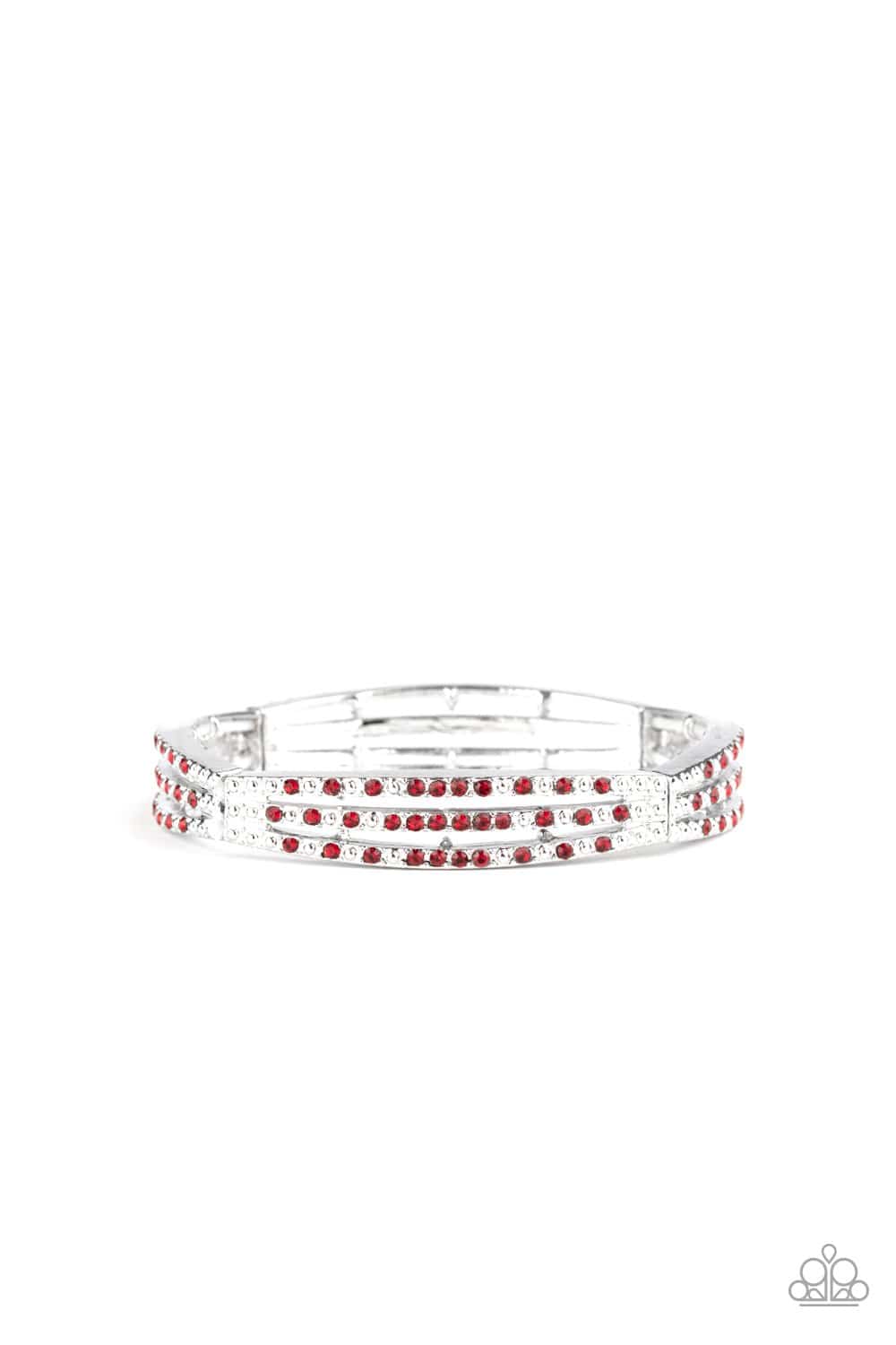 Suburban Scene - Red Rhinestone Stretchy Bracelet - Paparazzi Accessories - GlaMarous Titi Jewels