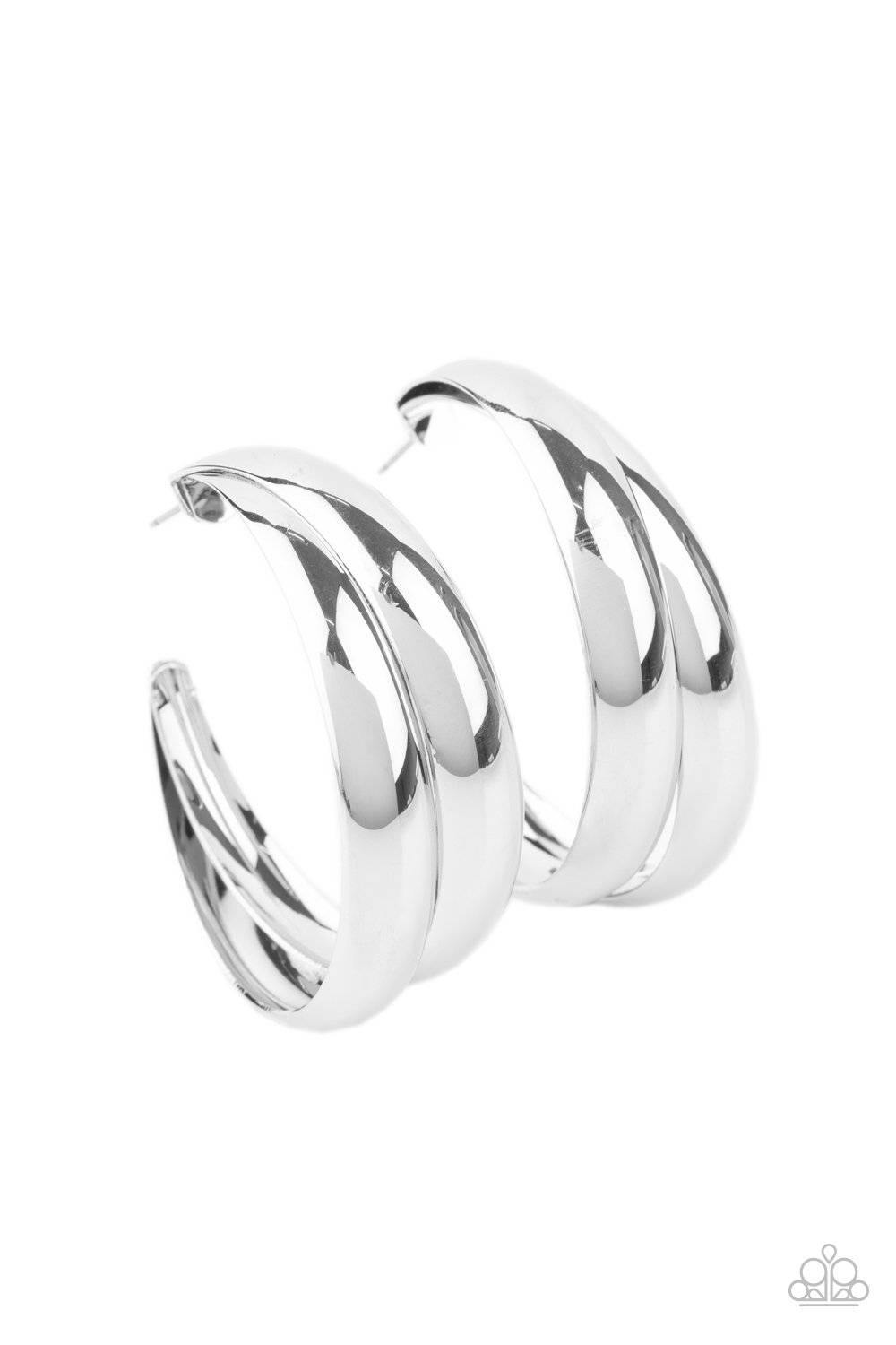 Colossal Curves - Silver Oversized Hoop Earrings - Paparazzi Accessories - GlaMarous Titi Jewels