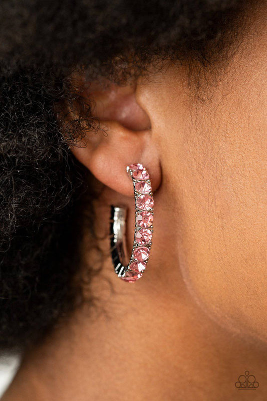 CLASSY is in Session - Pink Rhinestone Hoop Earrings - Paparazzi Accessories - GlaMarous Titi Jewels