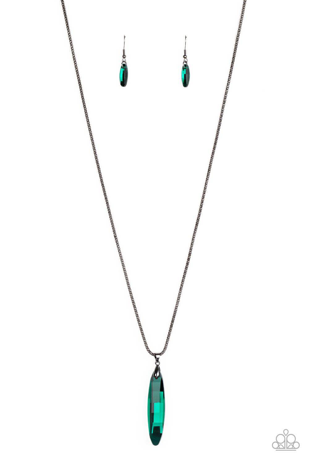 Meteor Shower - Green Necklace - Paparazzi Accessories - GlaMarous Titi Jewels