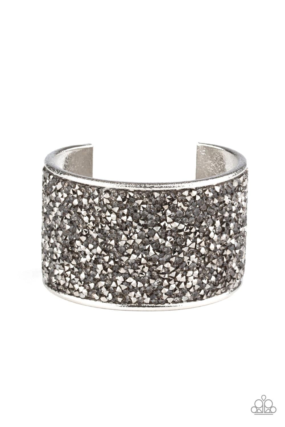 Stellar Radiance - Silver Hematite Smoky Rhinestone Bracelet - Paparazzi Accessories - GlaMarous Titi Jewels