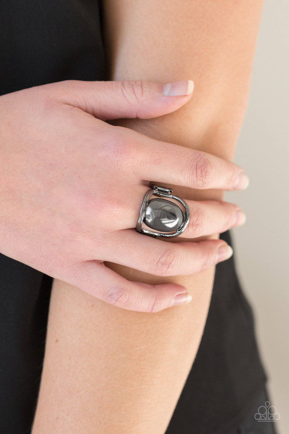 All Shine, All The Time - Black Gunmetal Ring - Paparazzi Accessories - GlaMarous Titi Jewels
