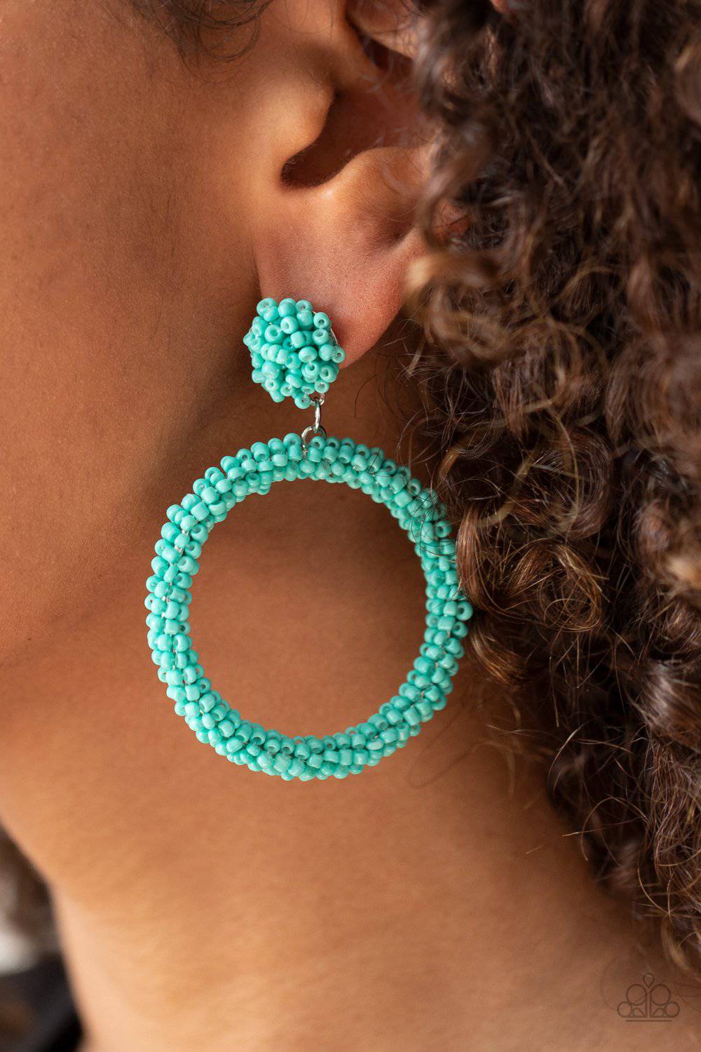 Be All You Can BEAD - Blue Turquoise Seed Bead Earrings - Paparazzi Accessories - GlaMarous Titi Jewels