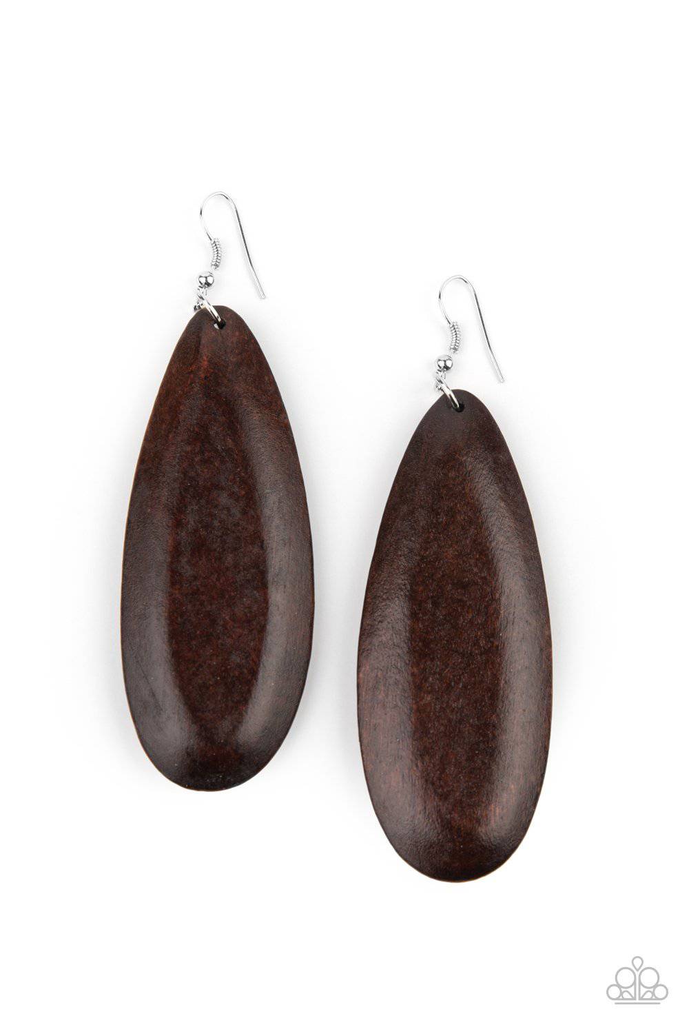 Tropical Ferry - Brown Wooden Teardrop Earrings - Paparazzi Accessories - GlaMarous Titi Jewels