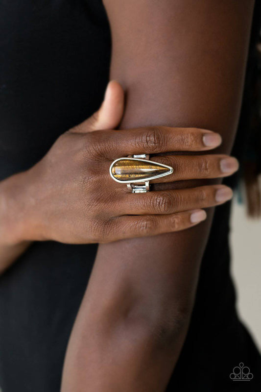 Spiritual Awakening - Brown Tiger's Eye Stone Ring- Paparazzi Accessories - GlaMarous Titi Jewels