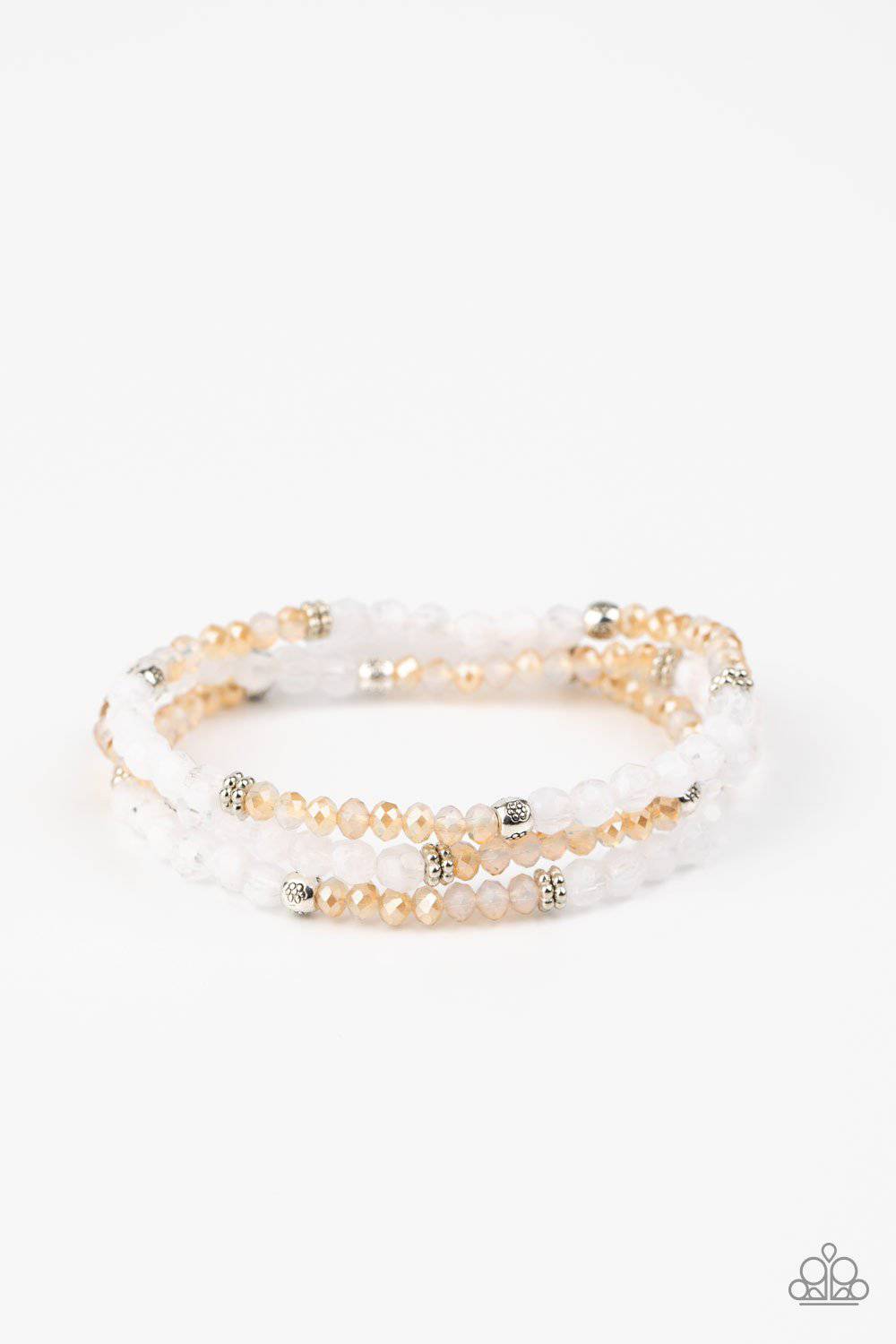 How Does Your Garden GLOW - White Iridescent Stretchy Bracelet- Paparazzi Accessories - GlaMarous Titi Jewels