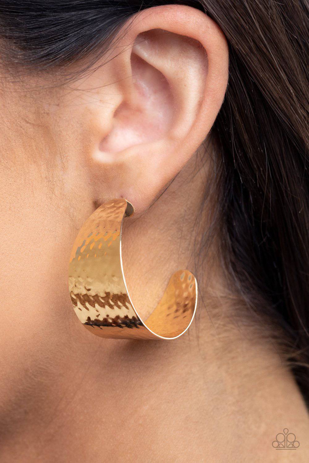 Flatten The Curve - Gold Hoop Earrings- Paparazzi Accessories - GlaMarous Titi Jewels