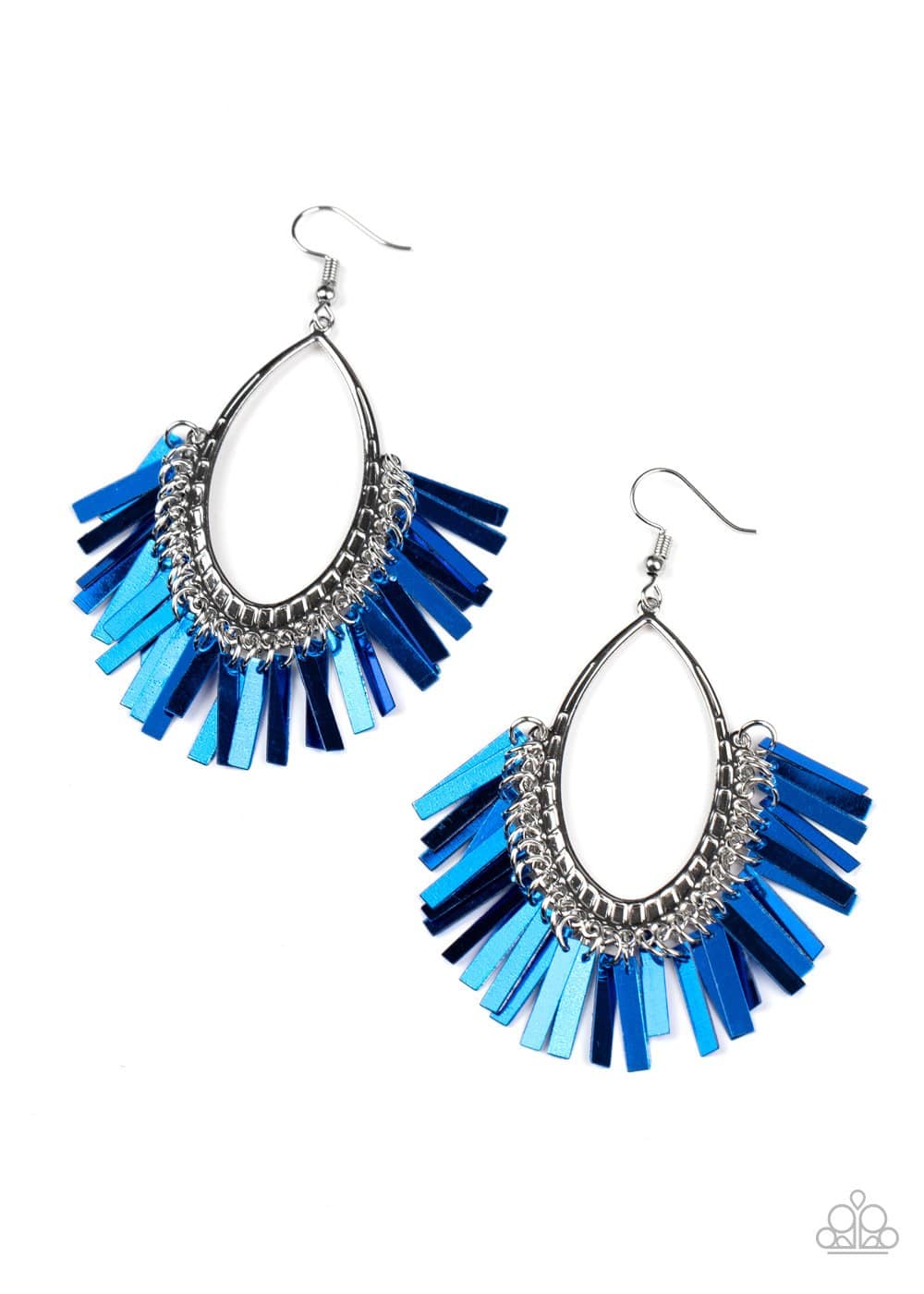 Fine-Tuned Machine - Blue Metallic Finish Fringe Earrings - Paparazzi - GlaMarous Titi Jewels