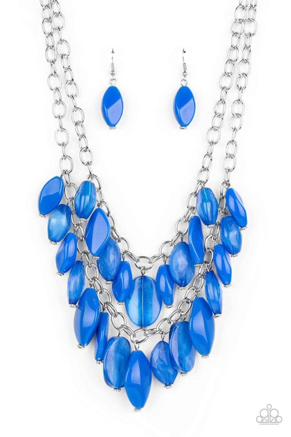 Palm Beach Beauty - Blue Glass Bead Necklace - Paparazzi Accessories - GlaMarous Titi Jewels