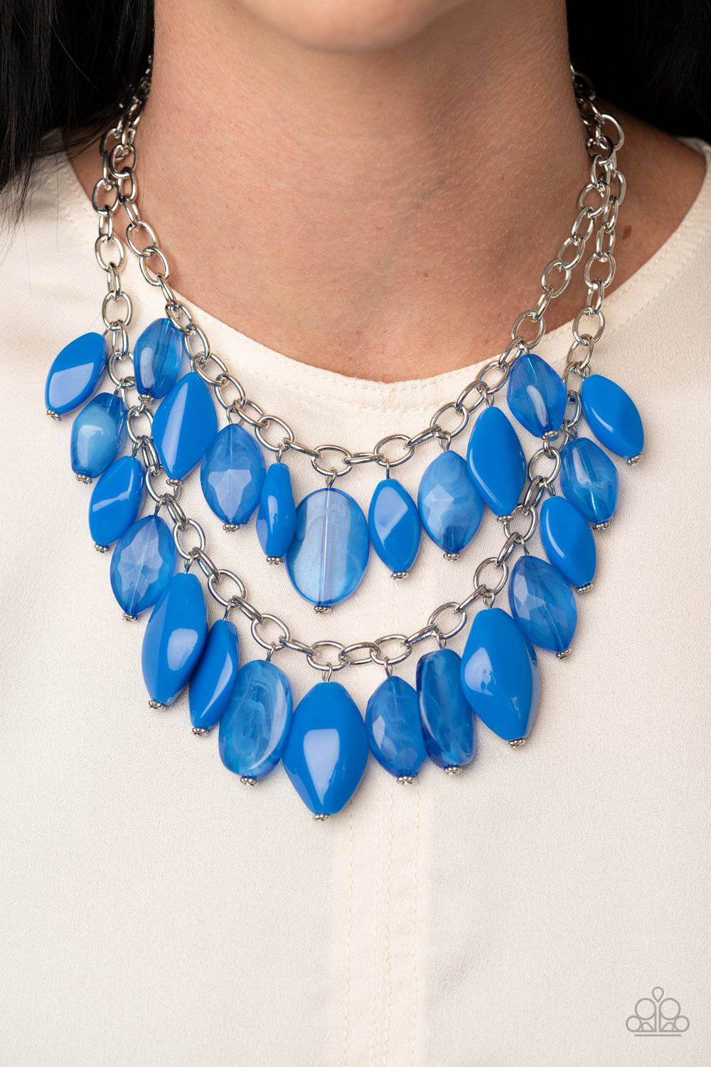 Palm Beach Beauty - Blue Glass Bead Necklace - Paparazzi Accessories - GlaMarous Titi Jewels